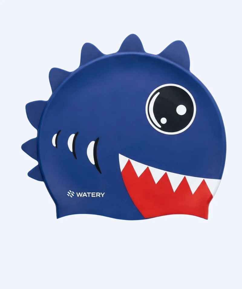 Watery Badekappe für Kinder - Dashers - Shark (Blau/Rot)
