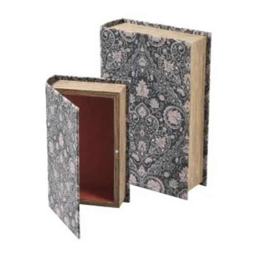 Buch Box Holz/Leinen 2er Set 27x18x7cm 21x13x5cm B