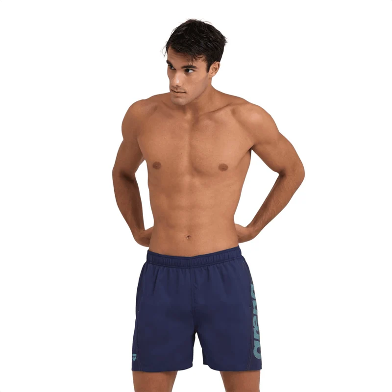 Arena Fundamentals Logo Mens Beach Shorts - Navy/Turquoise