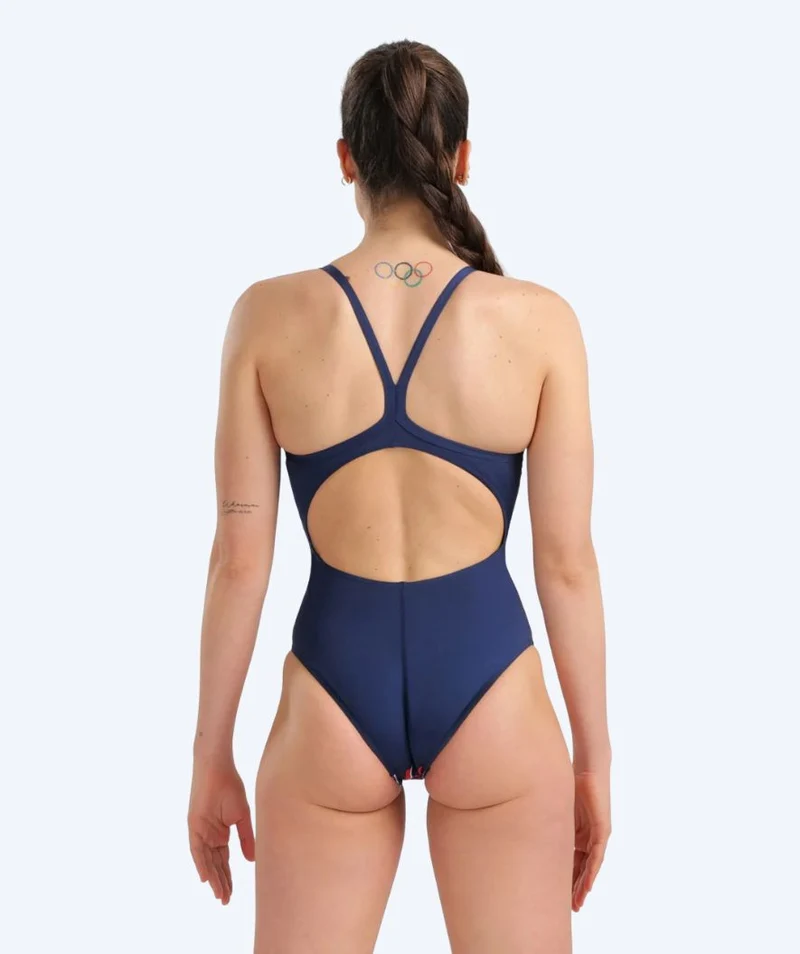 Arena Badeanzug für Damen - Lightdrop Back Marbled - Dunkelblau/Rot