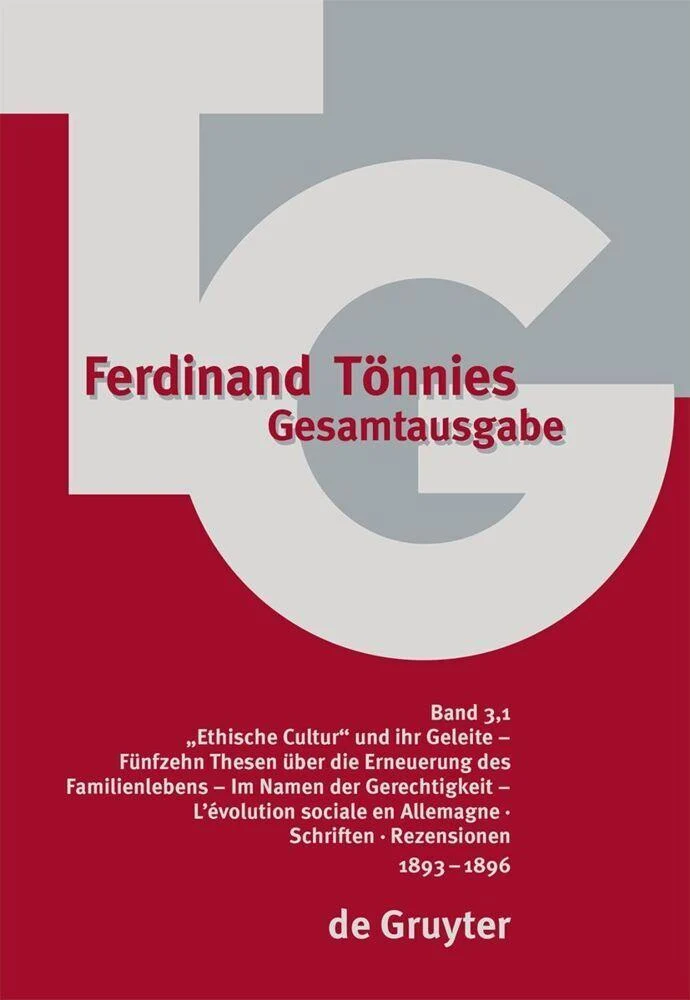 Ferdinand Tönnies Gesamtausgabe Band 3 Teil 1 / 1893  1896