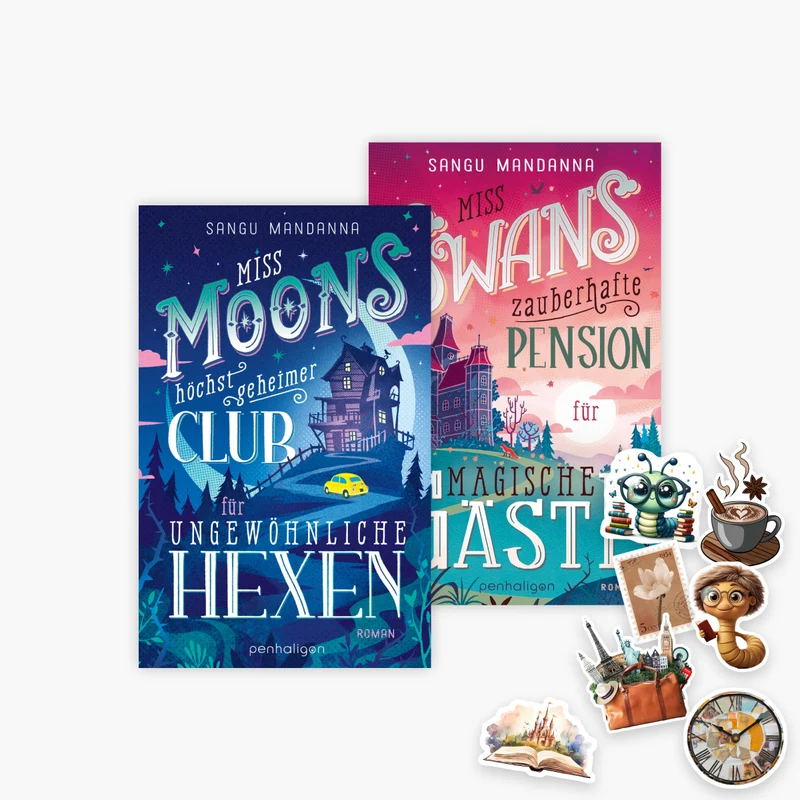 Miss Moons höchst geheimer Club + Miss Swans zauberhafte Pension plus 1 exklusives Stickerset