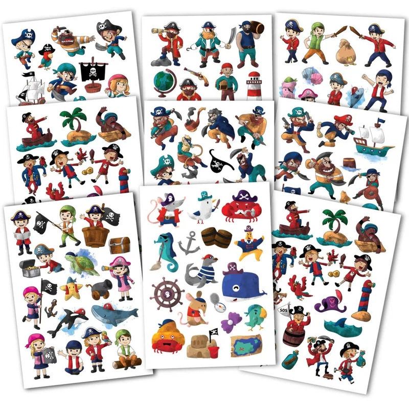 150 hautfreundliche Kindertattoos - Thema: Piratenabenteuer