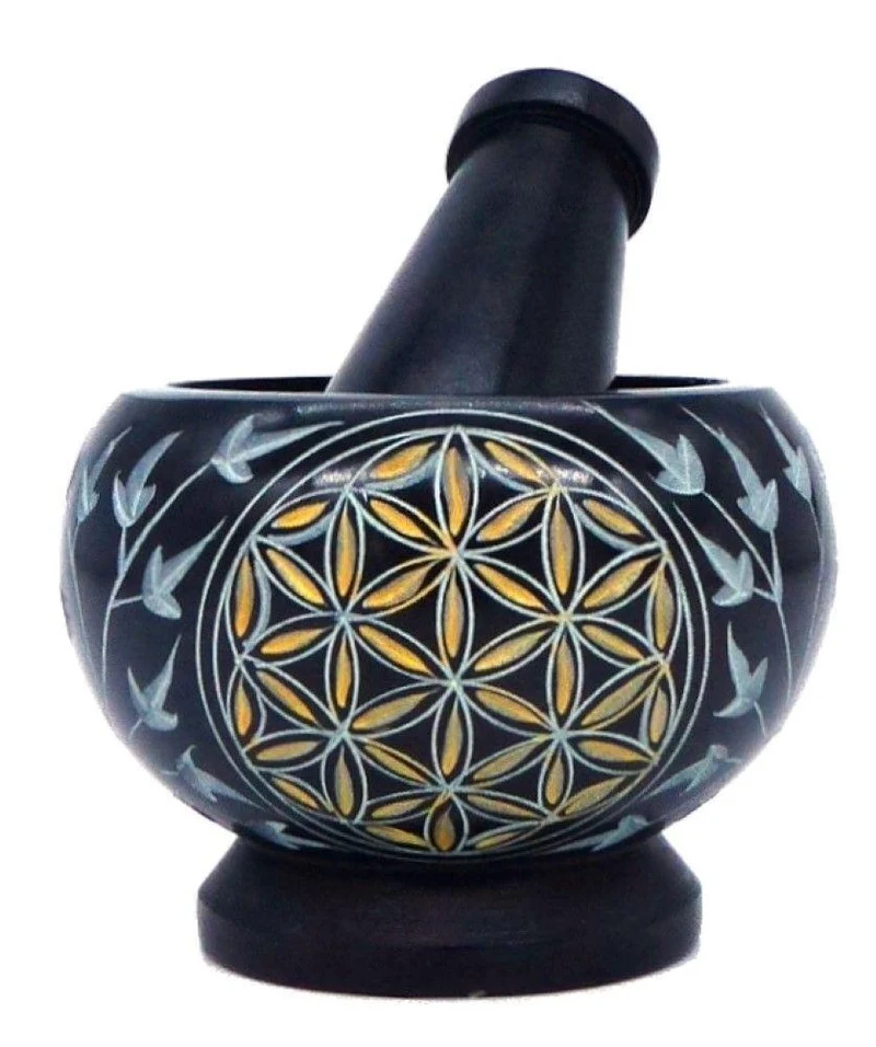 Mörser \"Blume des Lebens\" gold