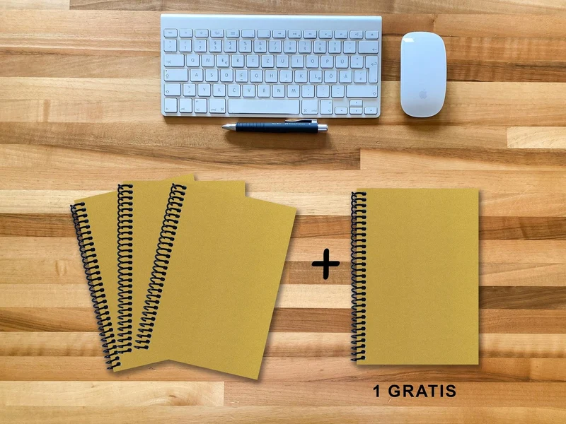 A 5 Notizbuch - Set, 3+1 gratis, Luxury 80 Seiten GOLD GMUND SHIMMER, liniert