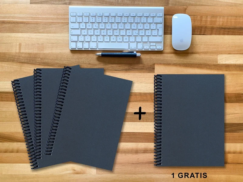 A 4 Notizbuch - Set, 3+1 gratis, Luxury 80 Seiten BLAU NEW LAPISLAZULI GLITTER-OPTIK, blanko